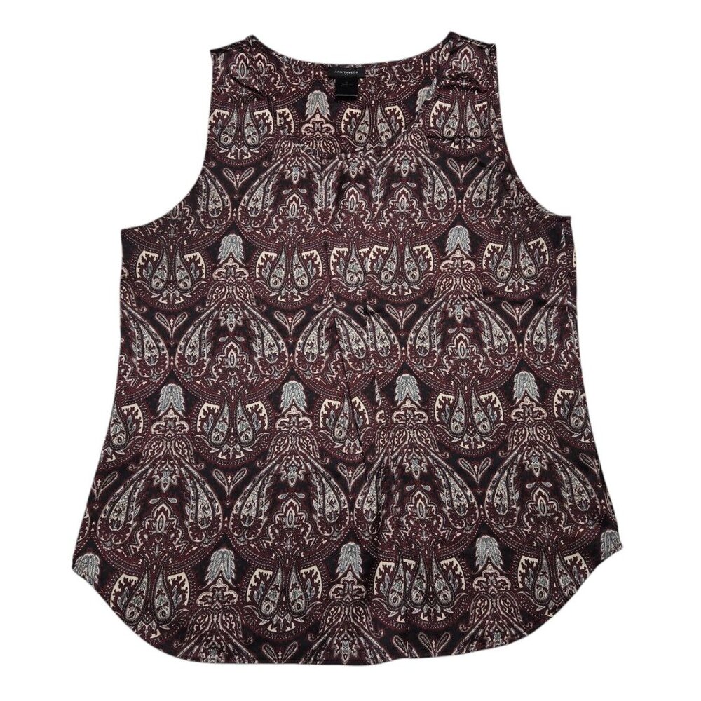 Ann Taylor‎ Tank Top Womens Small Red Paisley Sleeveless Stretch Blouse